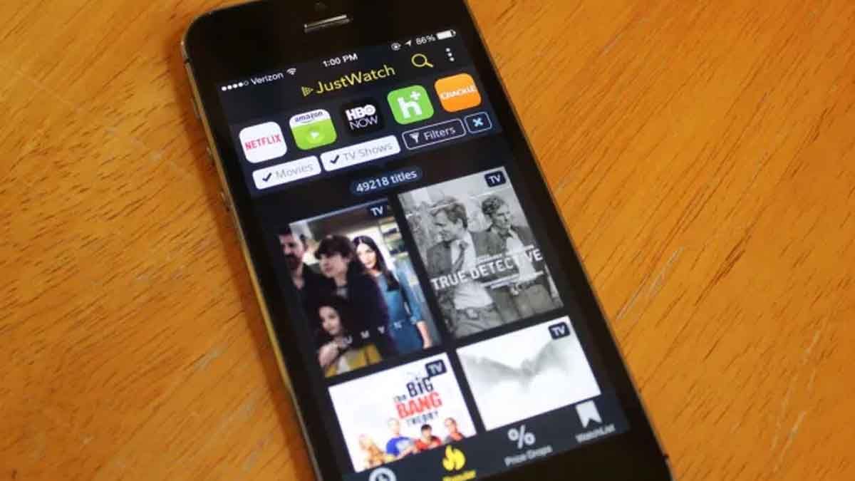 JustWatch en iOS.