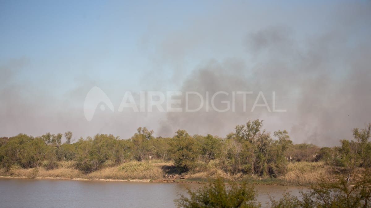 Así se veía la columna de humo en la zona de isla Clucellas desde Alto Verde.