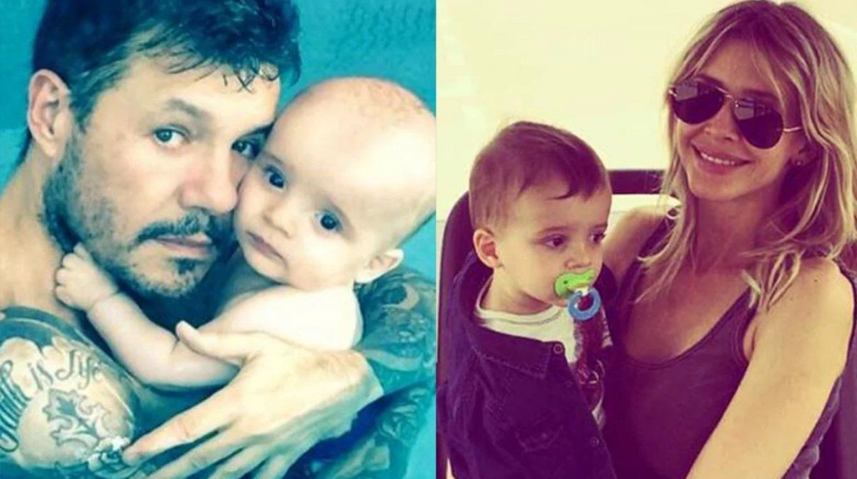 Guillermina Valdes y Marcelo Tinelli con su hijo lolo