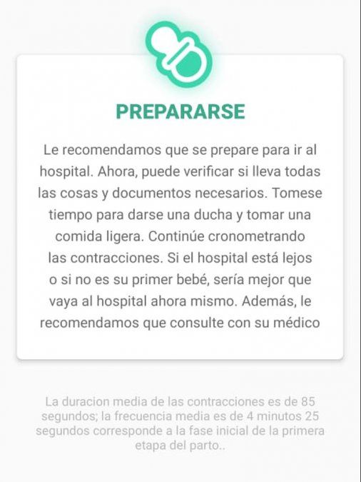 La captura de la aplicación que recibió Heller en su teléfono