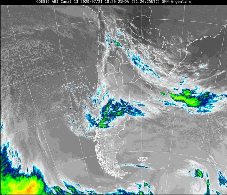 Imagen satelital a las 21:20hs. 