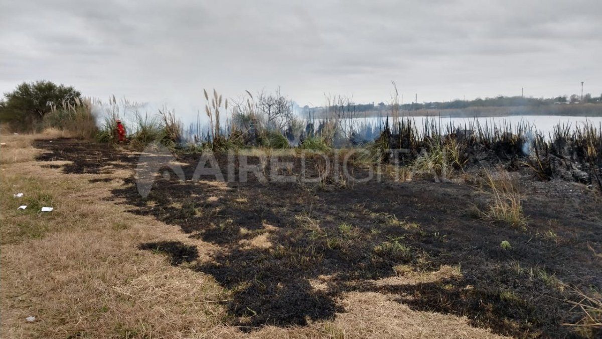 Así quedó el pastizal tras sofocar las llamas. 