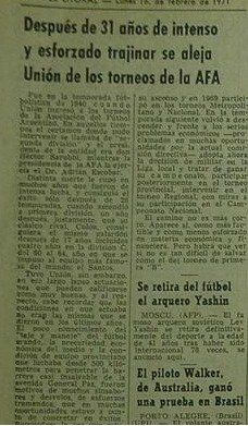 La noticia consignada en los medios de la época, marcando la desafiliación de Unión de la Asociación del Fútbol Argentino. Fuente: Hemeroteca Digital de la Provincia de Santa Fe.