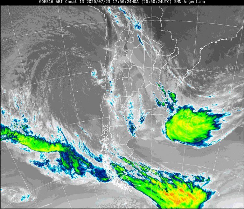 Imagen satelital del tiempo a las 17.50 horas del jueves.