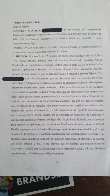 Captura de la denuncia