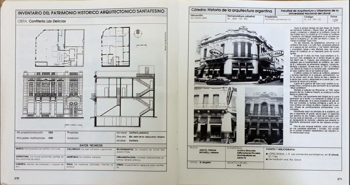 La ficha de Las Delicias en Inventario de 200 obras protegidas de Santa Fe.