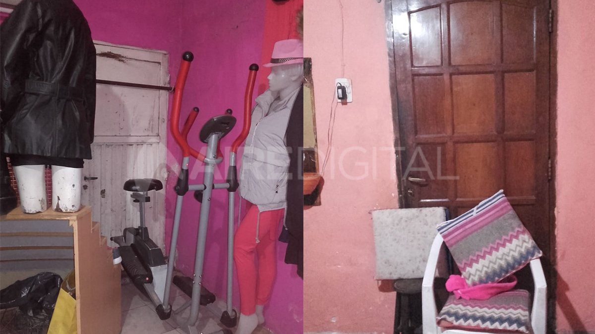 La puerta de entrada al negocio por la que ingresaron varias personas a refugiarse de los disparos hoy está cerrada y asegurada por una escaladora