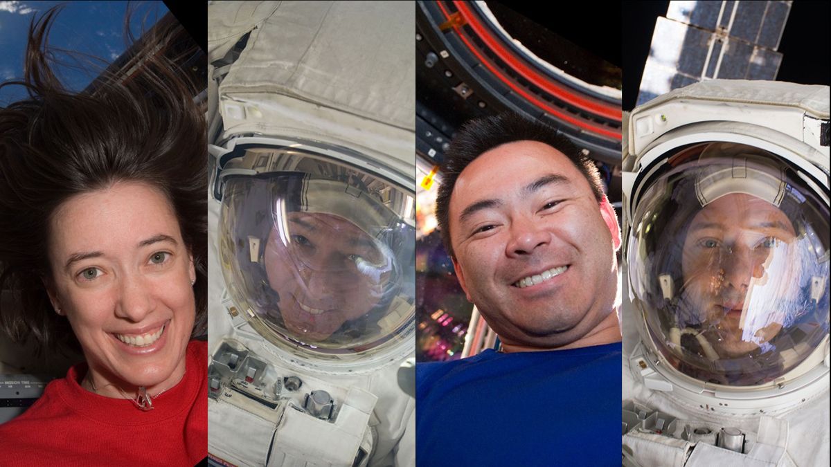 Los miembros de la misión Crew-2 que volarán a la Estación Espacial Internacional. De izquierda a derecha: los astronautas de la Nasa Megan McArthur y Shane Kimbrough, el astronauta de la Jaxa (Agencia Japonesa de Exploración Aeroespacial) Akihiko Hoshide y el astronauta de la ESA (Agencia Espacial Europea) Thomas Pesquet.