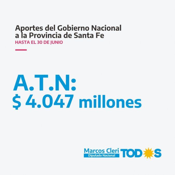 Aportes del gobierno nacional de la provincia hasta el 30 de junio