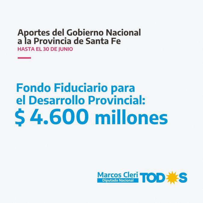 Aportes del gobierno nacional de la provincia hasta el 30 de junio