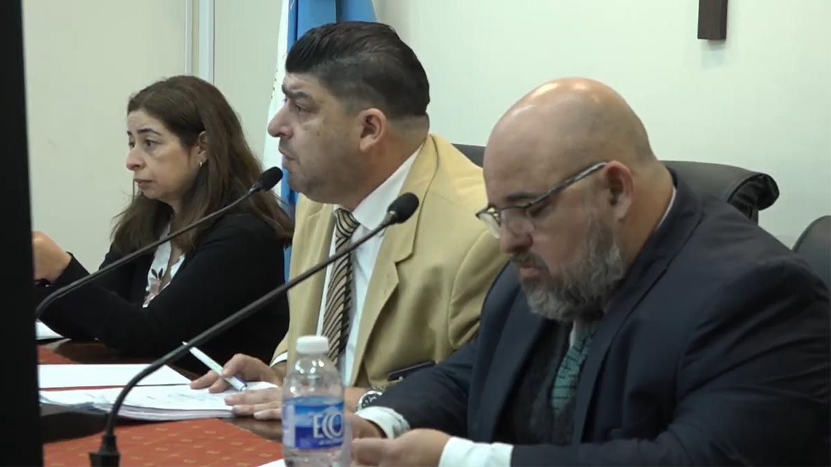 El tribunal del juicio por el femicidio de Rosalía Jara: Norma Senn, Gonzalo Basualdo y Mauricio Martelossi