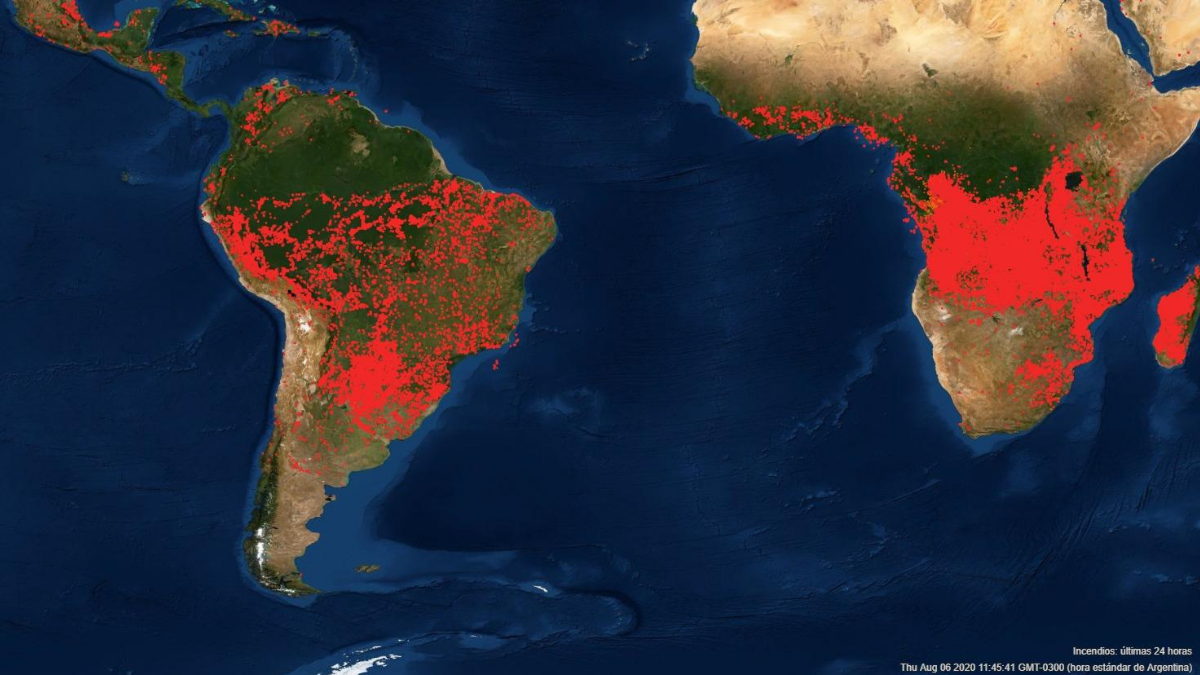 La NASA publicó las imágenes de los incendios en todo el planeta