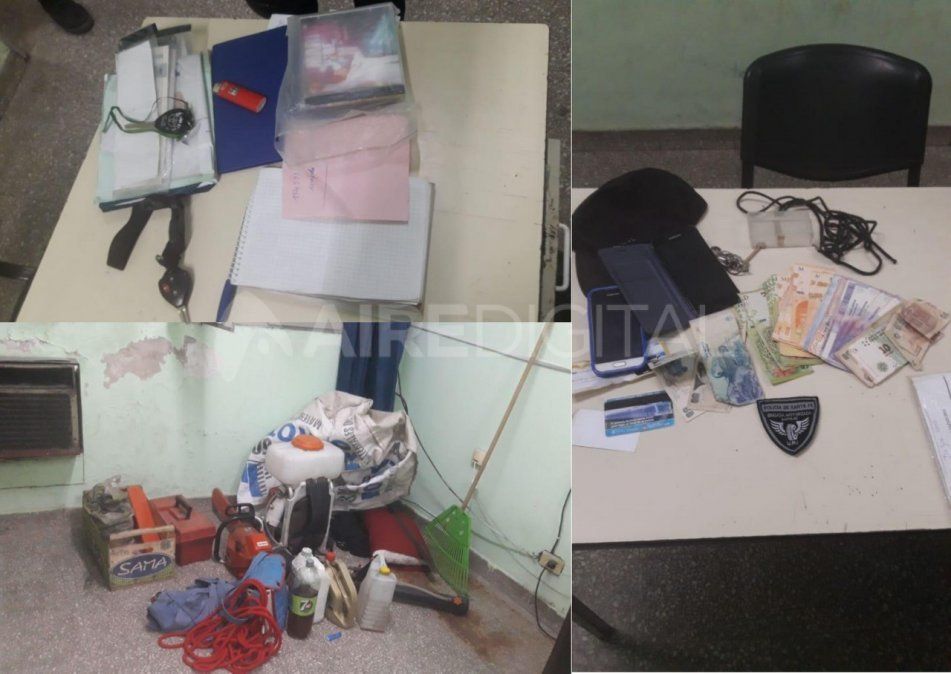 Los elementos secuestrados a los detenidos por la quema de pastizales. 