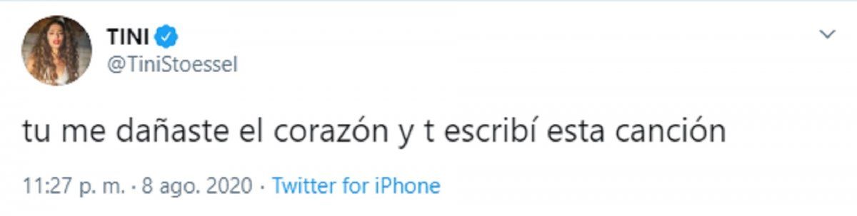 La publicación de Tini Stoessel