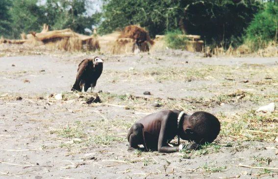 El buitre y la ni&ntilde;a peque&ntilde;a.