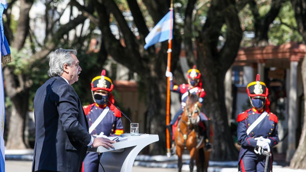 Alberto Fernández en el acto por los 170 años del fallecimiento de San Martín.