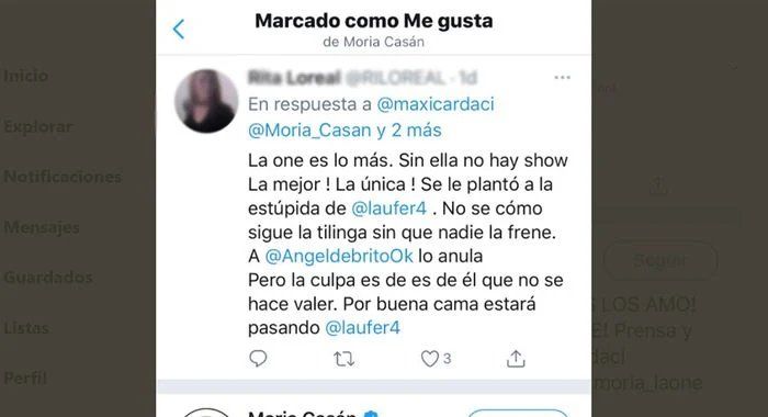 El tuit que borró Moría Casán