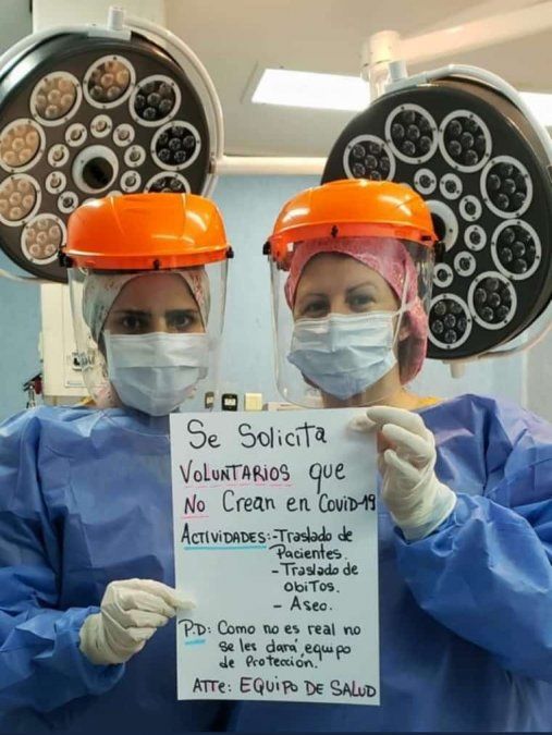 El cartel que el personal sanitario publica en redes para concientizar sobre la gravedad del virus.