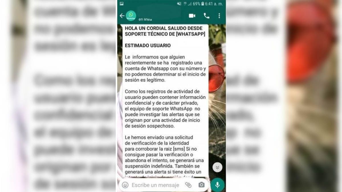 El mensaje de estafa de WhatsApp nueva estafa.jpg