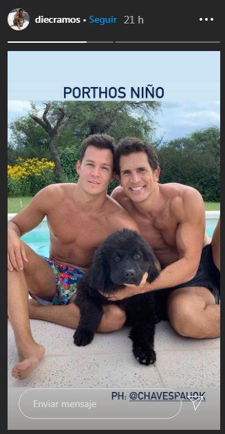 Diego Ramos junto a su novio, Mauro