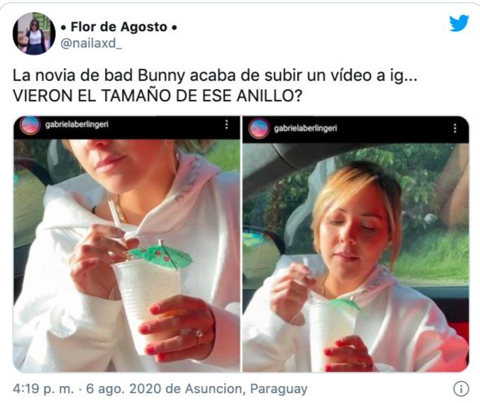 Bad Bunny y su novia Gabriella Berlingeri 