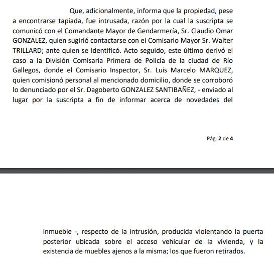 Parte del escrito de Moyano en el que relata la ocupación de la casa. Créditos: TN.com.ar.