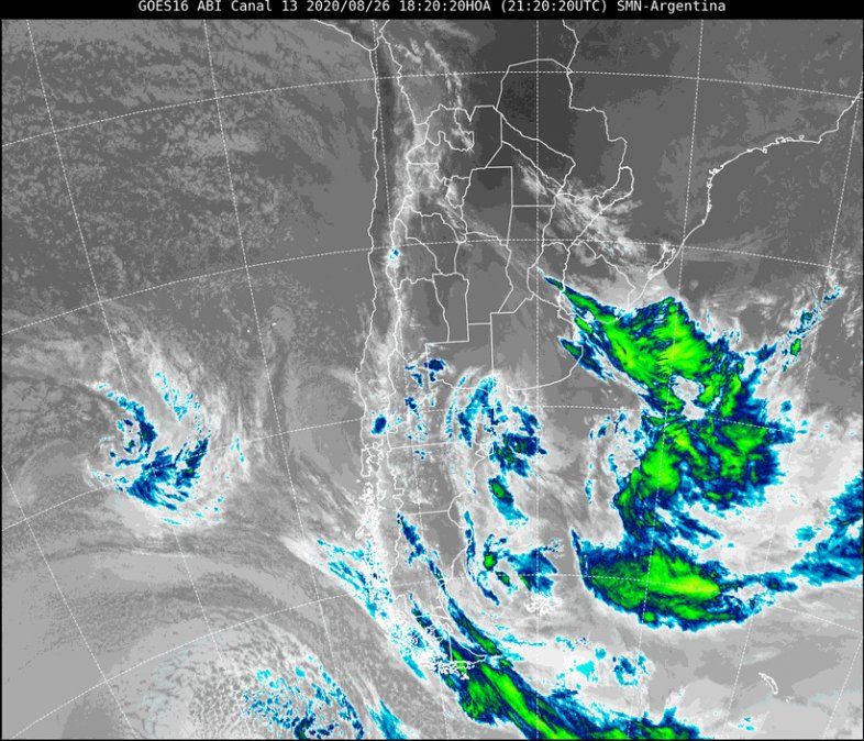 Imagen satelital del tiempo a las 18.29 horas del miércoles. 