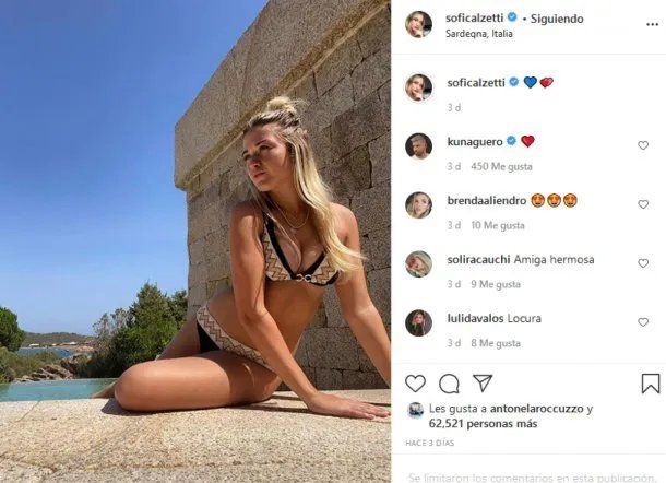 Captura de instagram con los like de Antonela Rocuzzo 