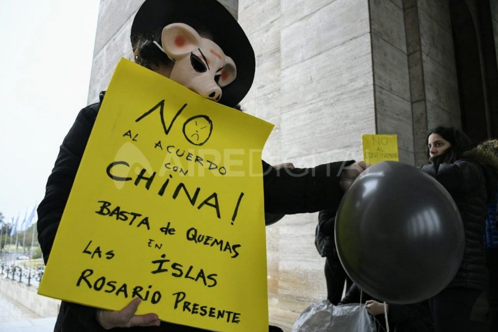 Protesta en Rosario contra la forma del memorándum de entendimiento con China.