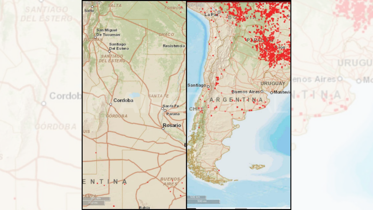 El mapa del Centro de Monitoreo de Tormentas de Santa Fe
