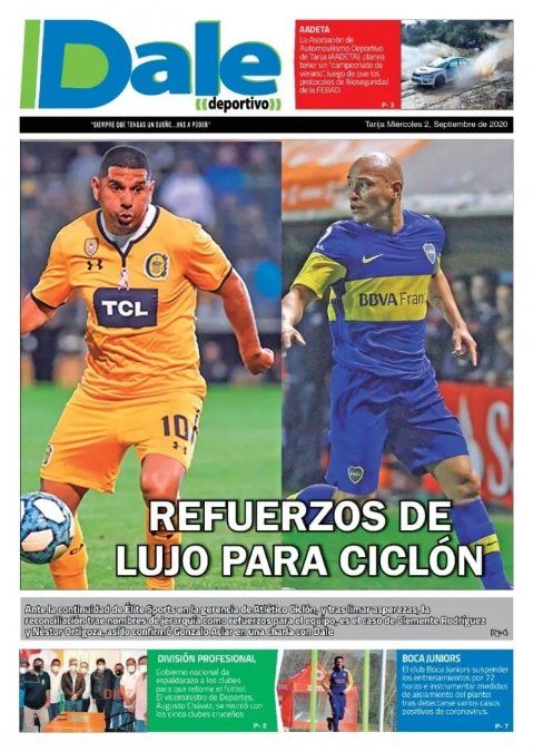La portada del diario Dale puso a Clemente Rodríguez y Ortigoza en primera plana.
