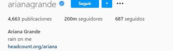 Ariana Grande logró pasar la barrera de los 200 millones de seguidores durante el fin de semana. 