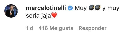 Captura de instagram- comentario de Marcelo Tinelli