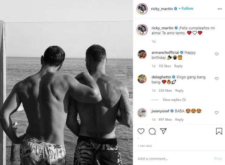 Ricky Martin le deseó un gran cumpleaños a su pareja