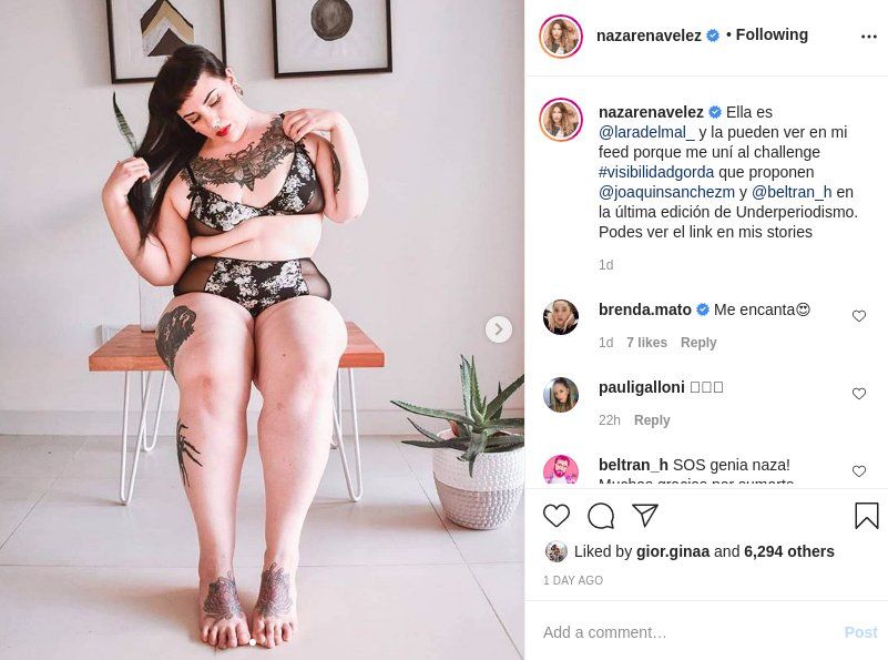 Nazarena Velez contra la gordo fobia 