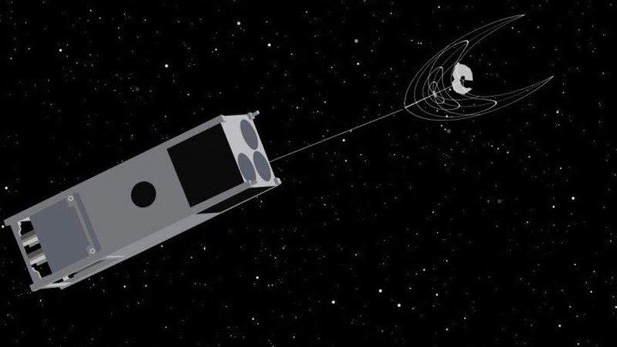 El equipo de limpieza espacial OSCAR es una cubeta de 30 centímetros de largo, 10 centímetros de ancho y 10 centímetros de alto. Foto: Rensselaer Polytechnic Institute