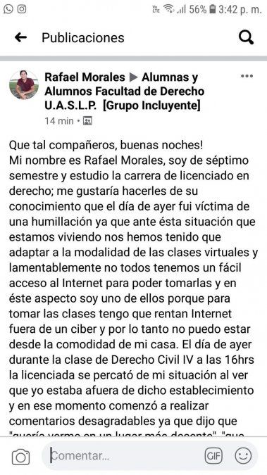 El mensaje de&nbsp;Rafael Morales en las redes