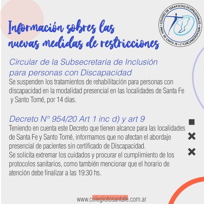 La circular de la Subsecretaría de Inclusión de la provincia.