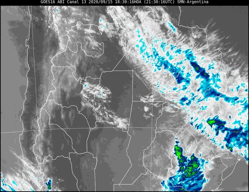 Imagen satelital del tiempo a las 18.30 horas del martes.