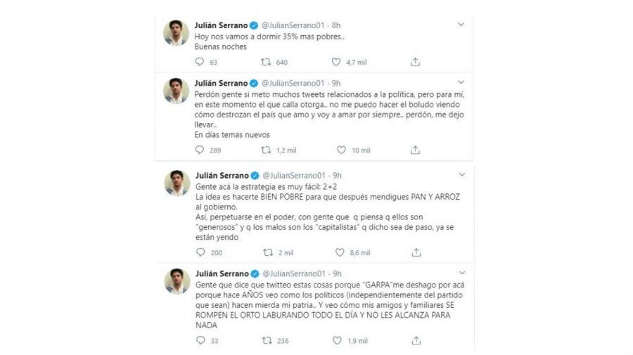 Captura del Twitter de Julián Serrano