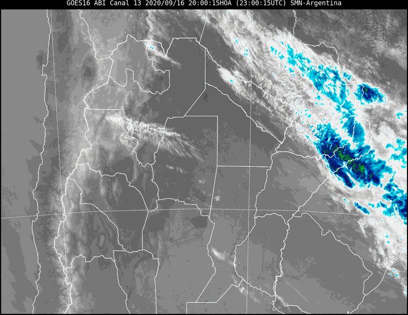 Imagen satelital del tiempo a las 20 horas del miércoles.