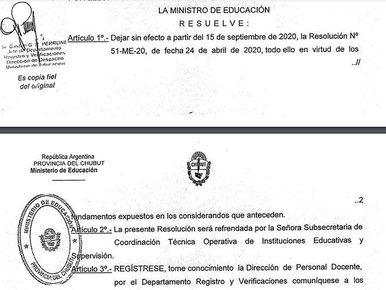 La resolución fue firmada el 10 de septiembre
