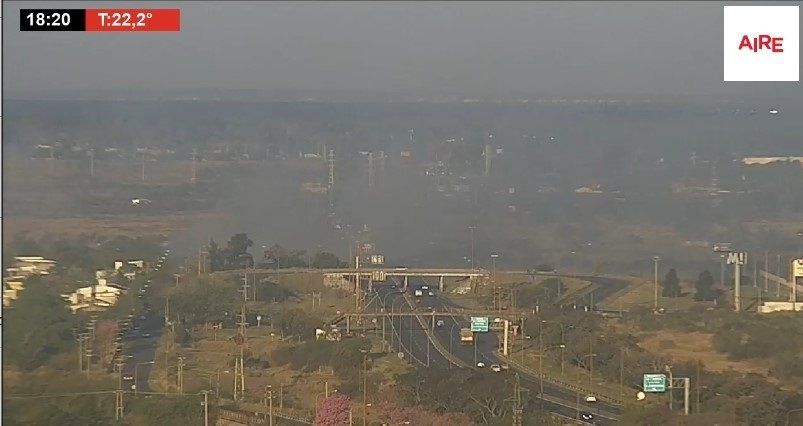 Así se vió la ruta nacional 168 a la altura de barrio El Pozo desde la cámara de AIRE en el hotel UNL-ATE.