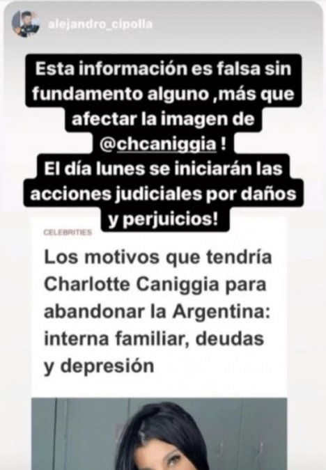 La palabra del abogado de Charlotte Caniggia