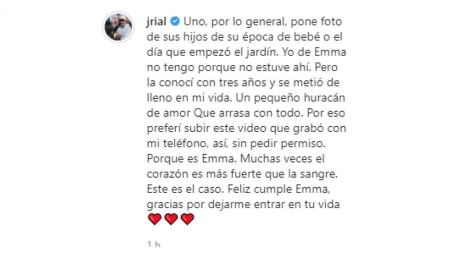 Captura del instagram de Jorge Rial