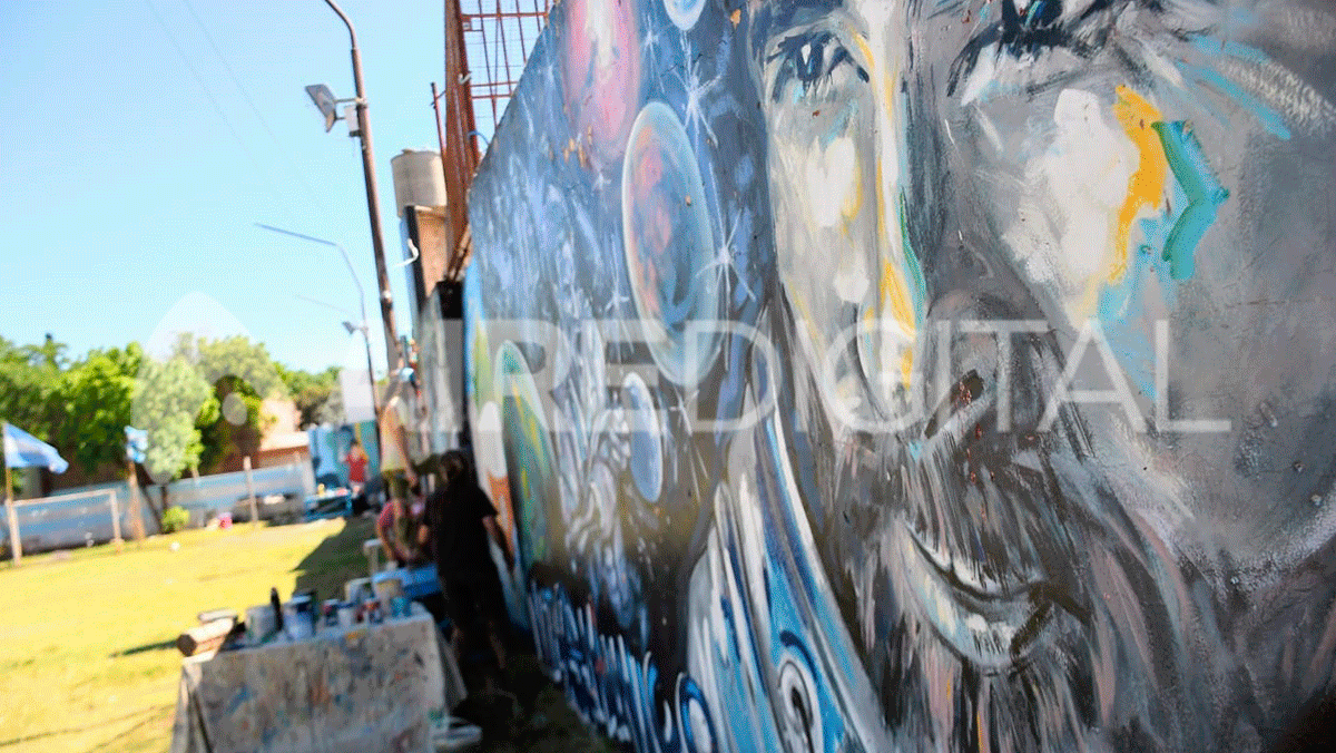 El barrio natal de Messi en Rosario se pintó de celeste y blanco para el Mundial