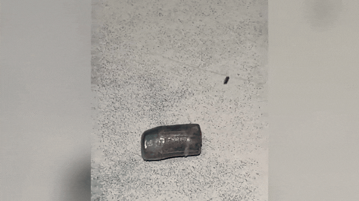 La vaina servida junto al aerosol y los orificios de entrada y salida.