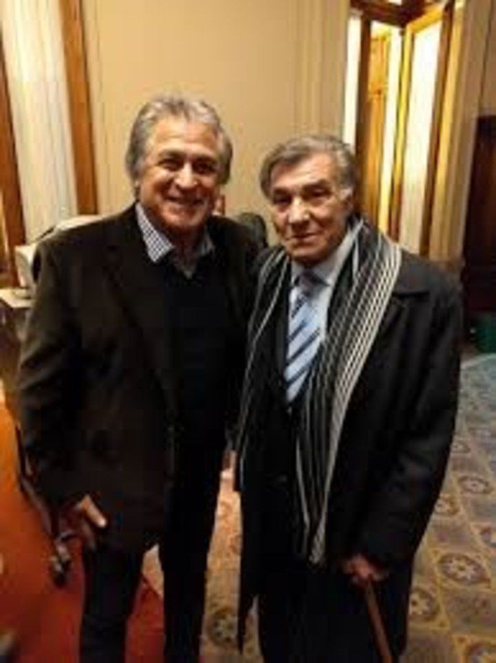 Buttice y Ubaldo Fillol, dos leyendas entre los arqueros del fútbol argentino, en 2016.