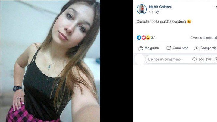 Nahir Galarza reapareció en Facebook: "Cumpliendo la maldita condena”