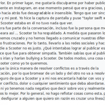Justin Bieber se disculpó con Taylor Swift a través de este comunicado